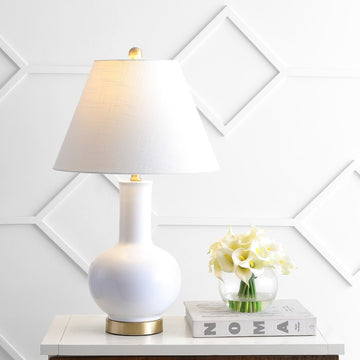 Han 27" Ceramic/Iron Contemporary USB Charging LED Table Lamp - JONATHAN Y